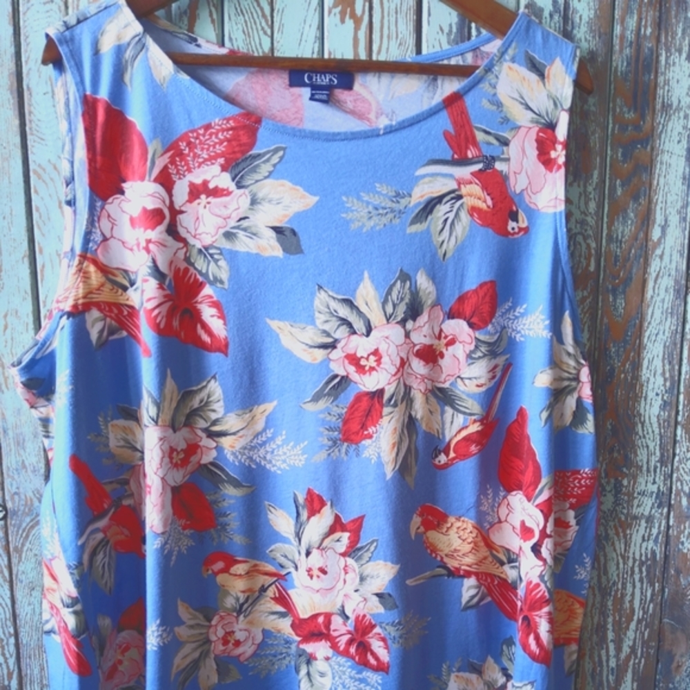 Chaps sleeveless print top 3X